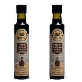 P L-RA Organic Coconut Aminos Sauce Teriyaki - Soy Sauce Alternative - Vegan, Paleo & Keto - Soy Free - Low Glycemic, Low Sodium - Marinade Substitute - Gluten Free - Kosher - 8.5 oz - Pack of 2