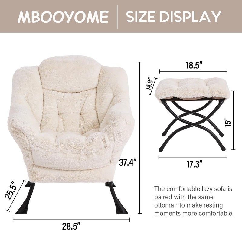 MBOOYOME Lazy Chair with Ottoman, Modern Accent Chair Contemporary Lounge
