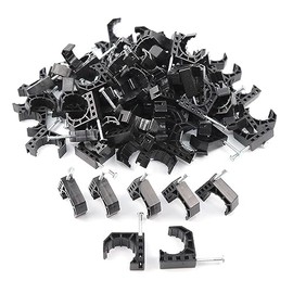 Tenke 25 PCS Black 1 inch Half Clamp J-Hook J Clamp with Nail for PEX Pipe Tubing Support (25pcs 1")