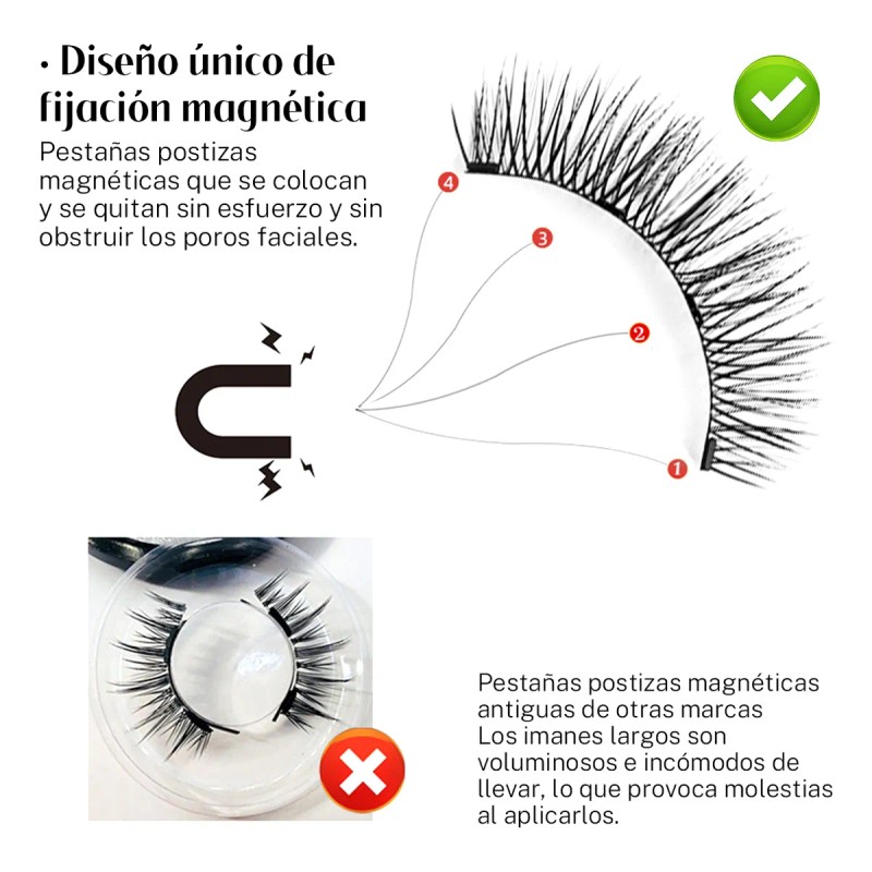 Kit De Pestañas Magnéticas Reutilizables Con Aplicador