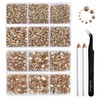 Beadsland Flatback Nail Rhinestones,Golden Shadow,Mixed 10 Sizes 8300PCS