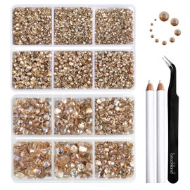 Beadsland Flatback Nail Rhinestones,Golden Shadow,Mixed 10 Sizes 8300PCS