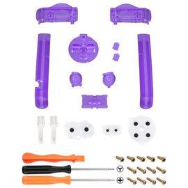 eXtremeRate Custom Buttons for Gameboy Advance Game Console, Replacement Parts Buttons A/B/L/R/Start/Select/Power/D-Pad Buttons Set for GBA (Transparent Purple) Without Console