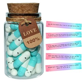 Infmetry Mothers Day Gifts Prewritten Message In Capsule Lovely Notes Pills Birthday Gifts For Mom From Daughter Son (Light Blue Mom 50pcs)