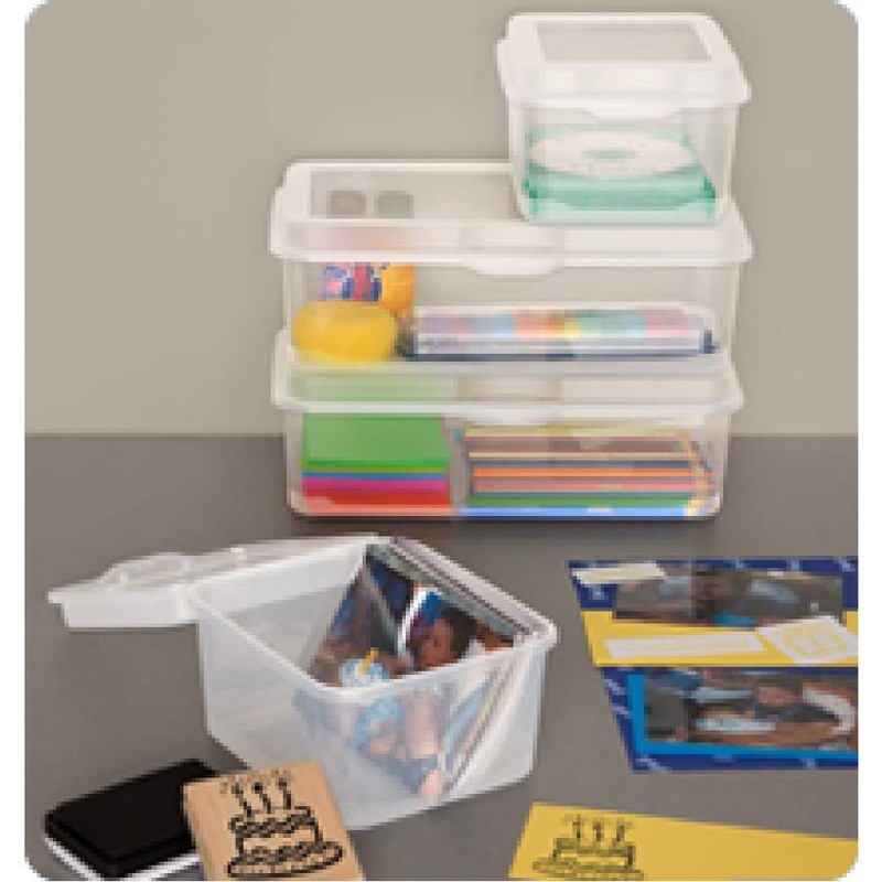 Sterilite FlipTop, Stackable Small Storage Bin with Hinging Lid, Plastic