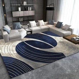Modern Light Luxury Large Carpet for Living Room Home Decoration Sofa Area Rugs Non-slip Bedroom Rug Washable Door Matsize: 100*160cm, color: blue and white2