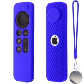 Silicone Remote Case for Apple TV 4K 2nd Gen 2021 Siri Remote Anti-Slip Durable Silicone Cover Magnetic Protective Sleeve Shockproof Remote Case(Blue)