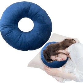 GCHC-CYL Ear Piercing Pillow for Side Sleepers，Donut Pillow with Ear Hole Ear covers for sleeping ，Pillow with arm hole，Ear Guard Pillow for Ear Pain Ear Pressure (Blue-Velvet)