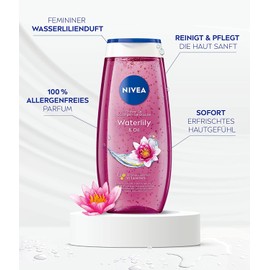 NIVEA Waterlily & Oil Duschgel (250 ml), pH-hautneutrale Pflegedusche mit frischem Duft nach Wasserlilie, verwöhnende Dusche mit pflegenden Ölperlen