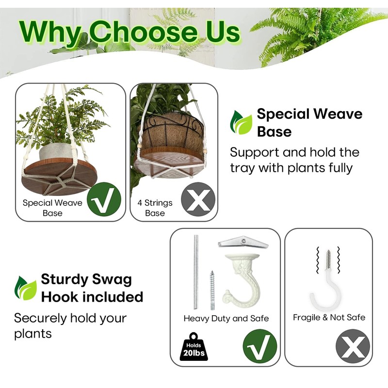 Shineloha 2 Tier Macrame Plant Hanger | Plant Hanger Indoor,
