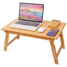 Lap Desk for Bed, COIWAI Bamboo Bed tary, Laptop Table, Foldable Floor Tray Bed Table Desk,Adjustable Height, Portable Picnic Desk Foldable,Serving Breakfast Tea Coffee in Bed Couch Floor