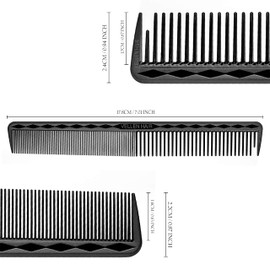 Vellen Hair Ultimate Cutting Comb 7 inch for Men Women, Unbreakable PEI Material 430°F Heat Resistant Barber Styling combs for Hairdressers, Little combs fine teeth and extra wide tooth combs (Single)