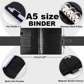 LingLingo LingLingo 100 Envelopes Money Saving Challenge Binder, Easy and Fun Way to Save $5,050, A5 Budget Book with Cash Envelopes Kit,Black,Gold