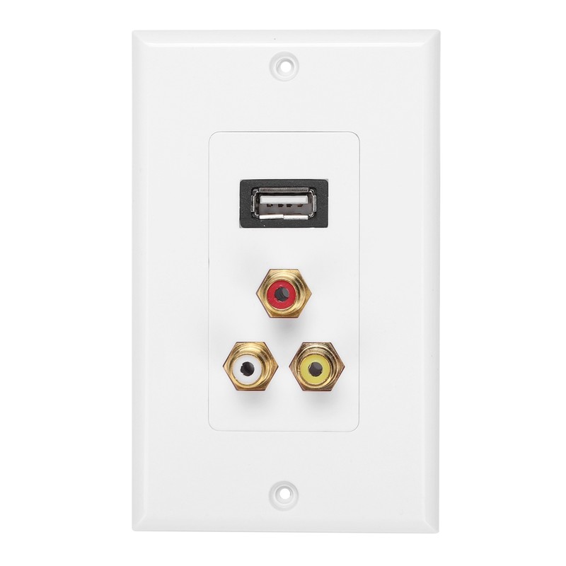 USB2.0 + 3 RCA Interfaces Multifunctional Wall Plate Panel for
