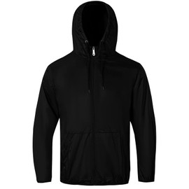 LeeHanTon Classic Waterproof Running Jacket Wth Hood for Men Lightweight Packable Cycling Golf Travel Hiking Sun Protection Coat Black Size 2XL