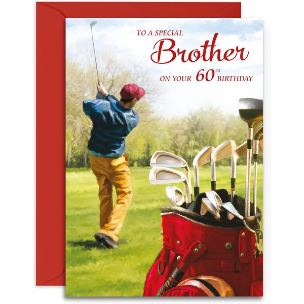 Brother 60th Golf Birthday Card - Medium Sized Card (A5