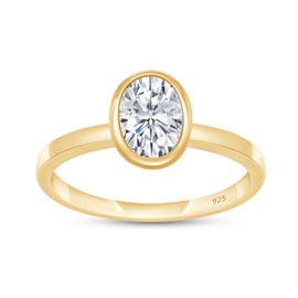 SAVEARTH DIAMONDS 5x7MM Oval Lab Created Moissanite Diamond Solitaire Engagement Ring In 14K Yellow Gold Over 925 Sterling Silver Jewelry (VVS1 Clarity, 0.75 Cttw) Size - 6