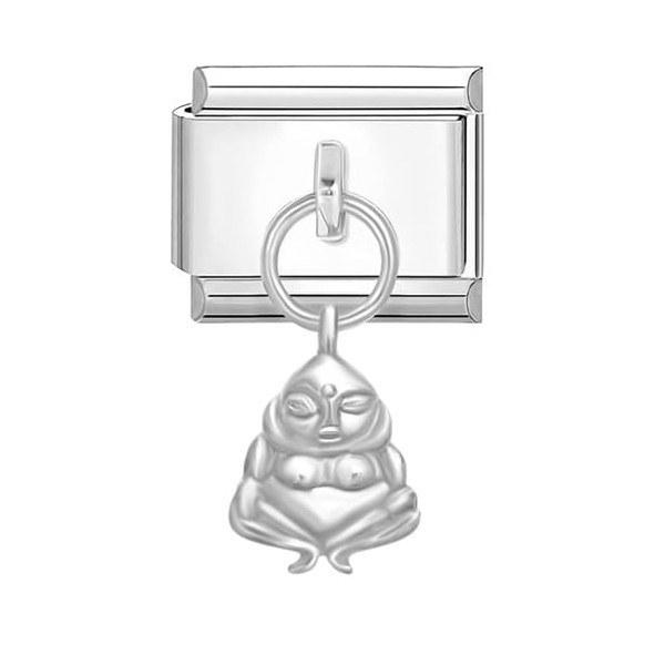 Quiges 9 mm Italian Style Module Stainless Steel Buddha for