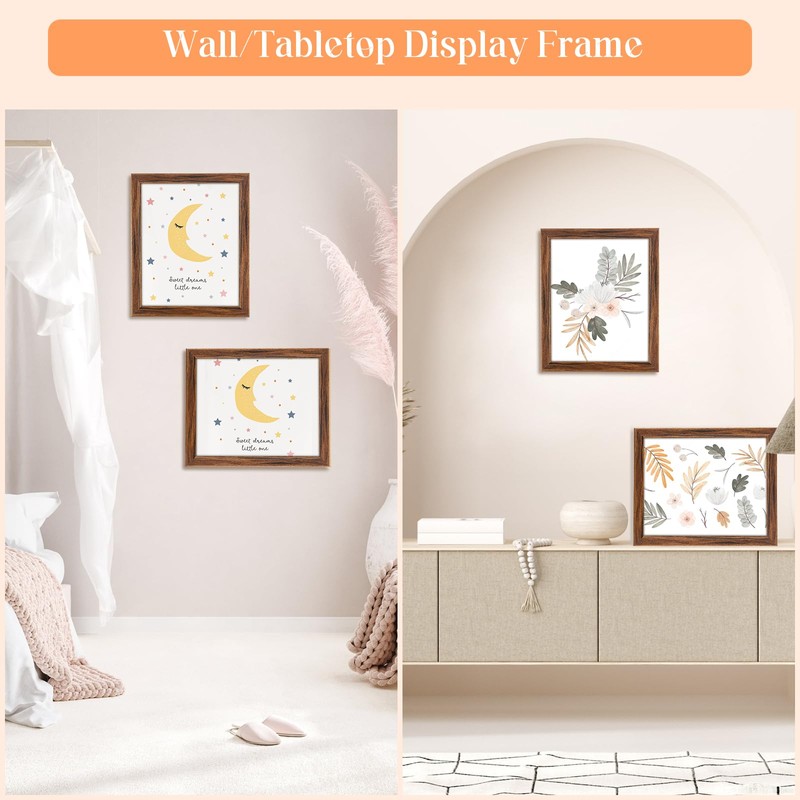 MOUDAMION 10x12 Wood Frame Brown, Natural Wooden 12x10in Picture Frames,