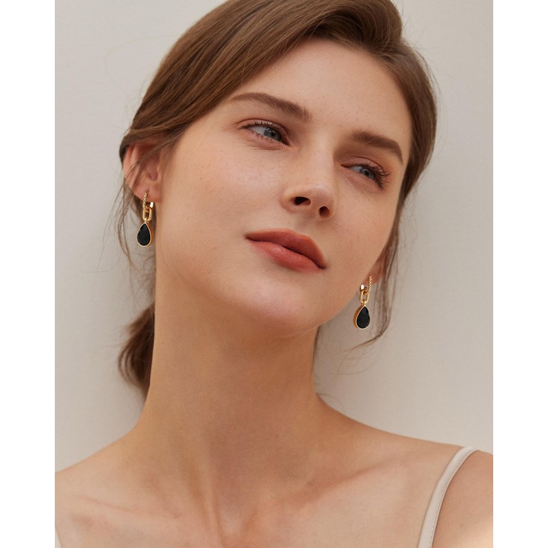 Mesovor Gold Crystal Drop Earrings for Women, 18K Gold Plated