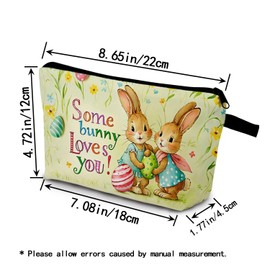 YULUENZE Cute Easter Bunny Makeup Bag Toiletry Organizer Zipper Pouch Some Bunny Loves You Small Cosmetic Bag Easter Present for Women Friends