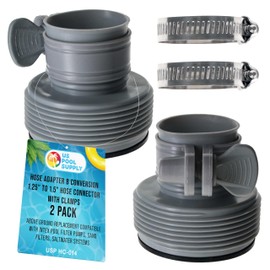 U.S. Pool Supply Pool Hose Adapter B Conversion 1.25" to 1.5" Hose Connector with Clamps, Pack of 2 - Above Ground Replacement Compatible with Intex Pool Filter Pumps, Sand Filters, Saltwater Systems