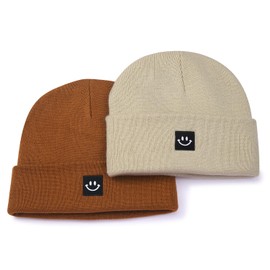 MaxNova 2 Pack Baby Beanie Fleece Lined Knit Toddler Hat for Girls Boys 0-8 Years