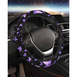 Steering Wheel Cover Accessories Neoprene Cover, Breathable Non-Slip Easy to Install Suitable for Women Men, 14.5-15.5 Inch for Car SUV Van Truck Universal - Butterfly