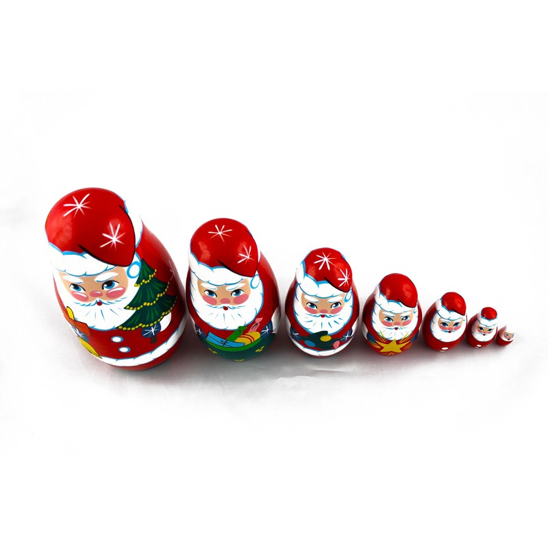 Matryoshka Russian Nesting Doll Babushka Santa Claus Set 7 Pieces