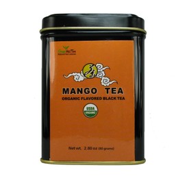 Organic Mango Tea, An Assam Black tea that has aromatic mango bits and natural flavours –2.80 OZ Tea Tin