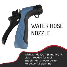 Hi Tech High-Pressure Heavy-Duty Hose Nozzle – 100 PSI Max, 160F Water Temp, Pistol Grip with Threaded Front for Cleaning Tools, Fits Standard Garden Hoses