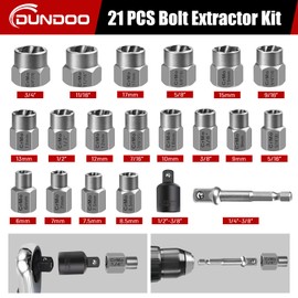 Bolt Extractor Set, 21PCS Easy Out Bolt Extractor Kit, 3/8" Drive Impact Stripped Bolt Remover Extractor Socket Set Tool for Rusted, Rounded, Damaged Nuts