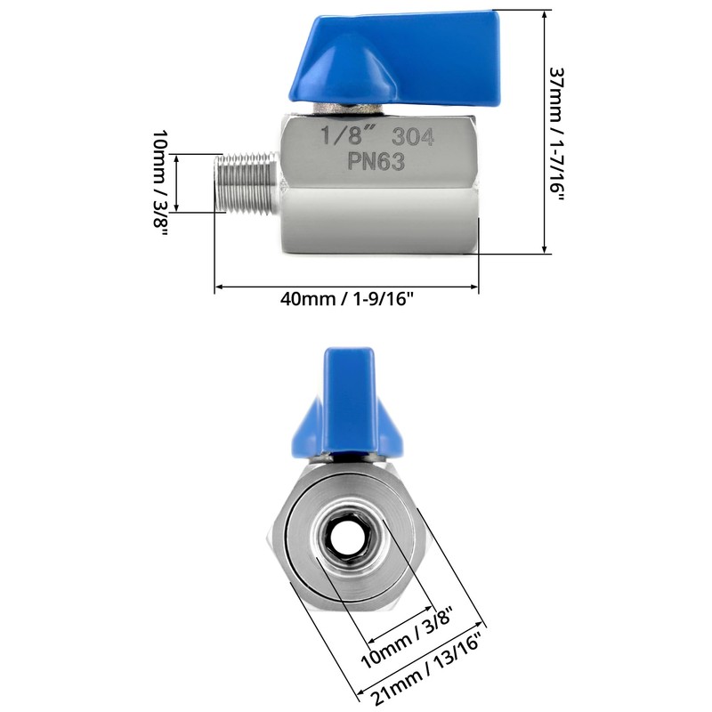 QWORK Mini Ball Valve, 4 Pack 1/8" Female & Male