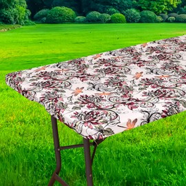 FUANGUI Spandex Rectangle Fitted Tablecloth,Rectangular Fitted Table Cloth Washable and Wrinkle Resistant Rectangular Patio Table Cover Table Protector for Party,Christmas,Thanksgiving,Banquet