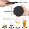 2 Pack Silicone Coasters for Drinks, Round Black Coasters with