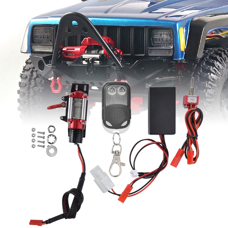 RC Car Metal Winch with Remote Controller Accessories fit for
