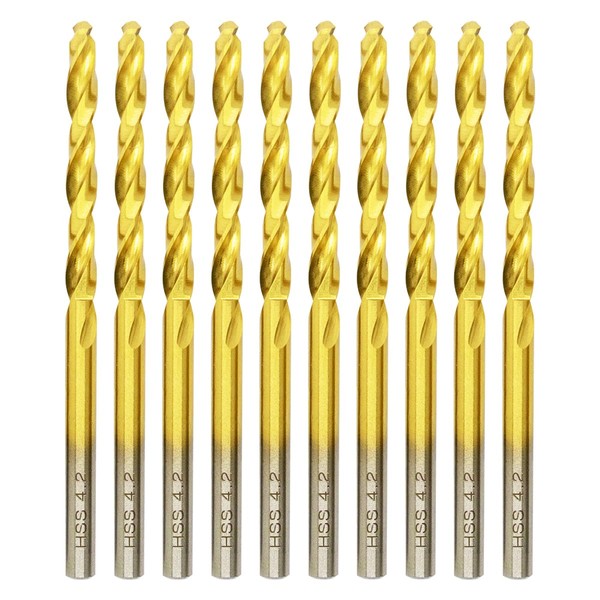 Hilpaty HSS-TiN Drill Bit 4.2mm x 75mm x 10pcs Titanium