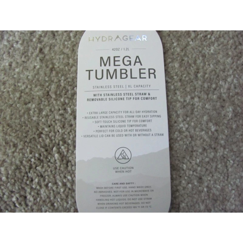 HydrAgear 42 Oz Mega Tumbler Stainless with Stainless Steel Straw