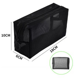 Visxcnu Pack of 3 Mini Toiletry Bag with Zip, Travel Beauty Net, Waterproof, Small Storage Bag, Small Cosmetic Bag, Make Up Bag, Mini Mesh Cosmetic Bags, Portable, black
