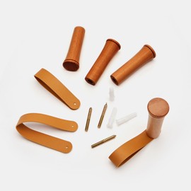 HomeDo 6Pack Wall Hooks Rack, Wooden Coat Hooks Wall Mounted, Entryway Hat Rack, Decorative Hooks Single Organizer Wall Hanger Hat Hook Towel Rack, Heavy Duty Hooks (R3.5-Cherry-8cm, 6P)