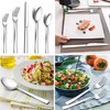 LIANYU 50-Piece Silverware Set, Stainless Steel Square Flatware Cutlery Set