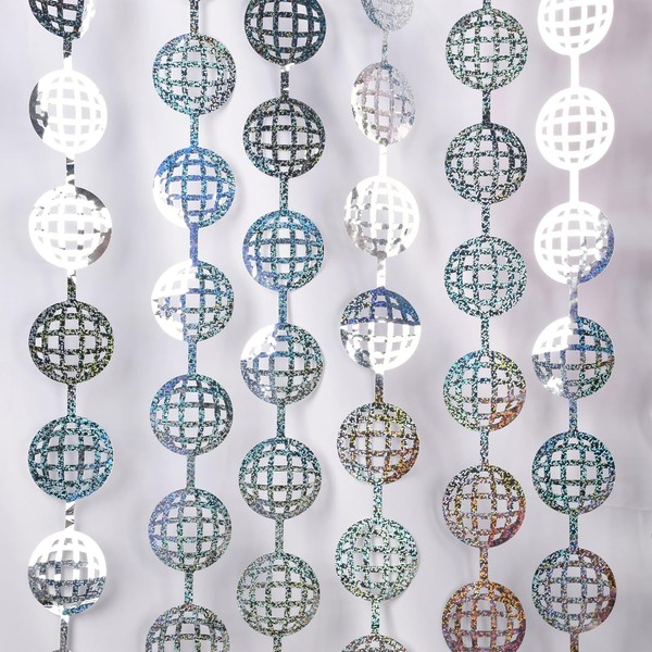 BRAVESHINE Disco Tinsel Curtains Silver, 1 x 2 m Glitter