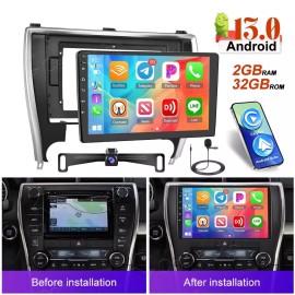 Camecho For 2015-2017 Toyota Camry Apple Carplay Car Radio Android 13 GPS Navi 2+32G CAM