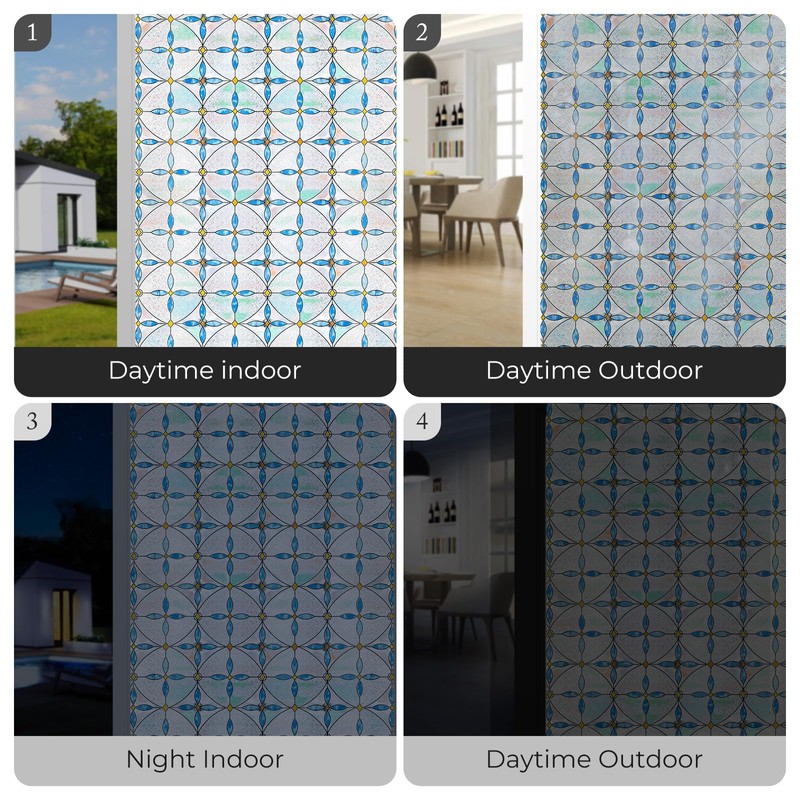 Window Privacy Film, 3D Stained Glass Window Film, 35.4x78.7in