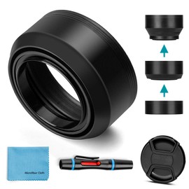 58 mm Rubber Lens Hood, Fotover Universal Foldable Sun Visor Lens Hood Compatible with Canon Nikon Sony Pentax Olympus Fuji Camera with Lens Cap