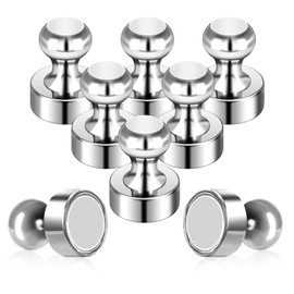 Pack of 8 Magnets for Whiteboard Fridge Magnets Strong Silver Push Pin Magnets Small Refrigerator Magnets for Classroom School Office Adults
