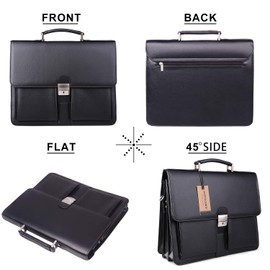 Jack&Chris Mens New PU Leather Attache Briefcase Traditional Messenger Lawyer Bag, MBYX015