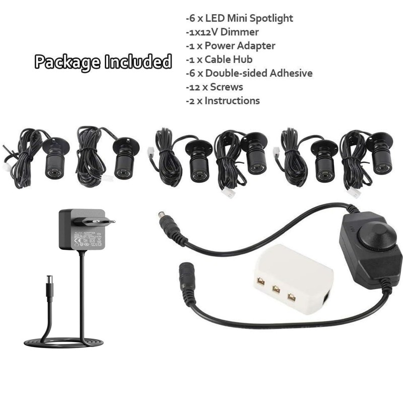 ANYPOWK Dimmable 12V LED Mini Spotlights for Display - 1.5W