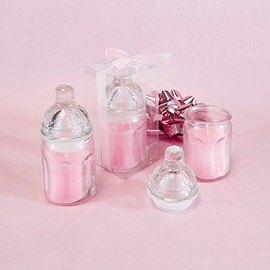 Lunaura 12 pcs Scented Baby Powder Pink Glass Baby Bottle Container Candles, Palm Wax Candle, Baby Shower Gifts, Decorative Accent, Home Décor, Memory Keepsake, Party Favors, Centerpieces