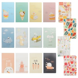 Pack of 16 Mini Diary Notebook A7 Notepad 10.5 x 7 cm, Portable Diary, Pocket Notebook, Small, Cute Cartoon Soft Cover (16 Sheets), for Course Notes, Travel, Lists